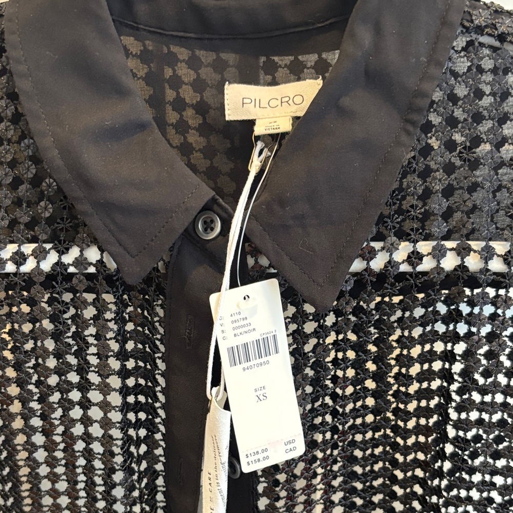 Anthropologie Pilcro Chain Mail Long Sleeve Button Down Blouse - Picture 2 of 4